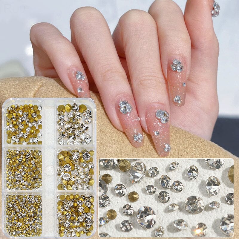 6 Grids Sharp Bottomed Rhinestones 3D Nail Decoration Nail Decoration No Brand 