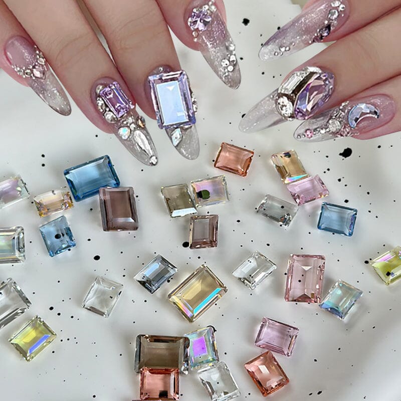 10pcs Rectangular Sugar Cube Rhinestones Nail Art Decoration Nail Decoration No Brand 