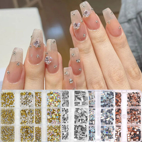 6 Grids Sharp Bottomed Rhinestones 3D Nail Decoration Nail Decoration No Brand 