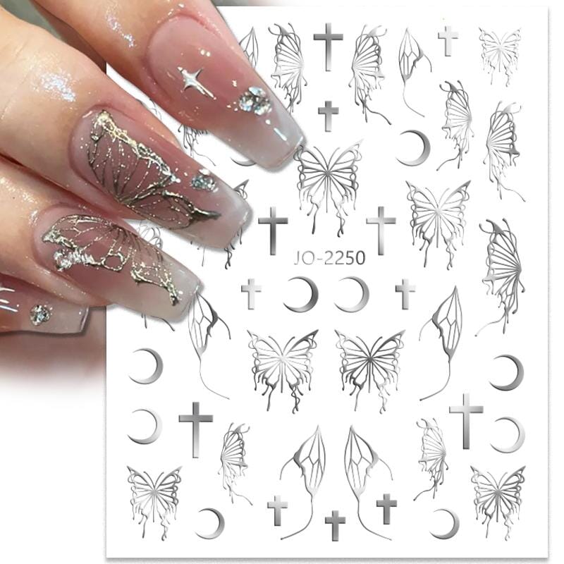 Hollow Butterfly 3D Nail Sticker Silver JO-2250 Nail Sticker BORN PRETTY 