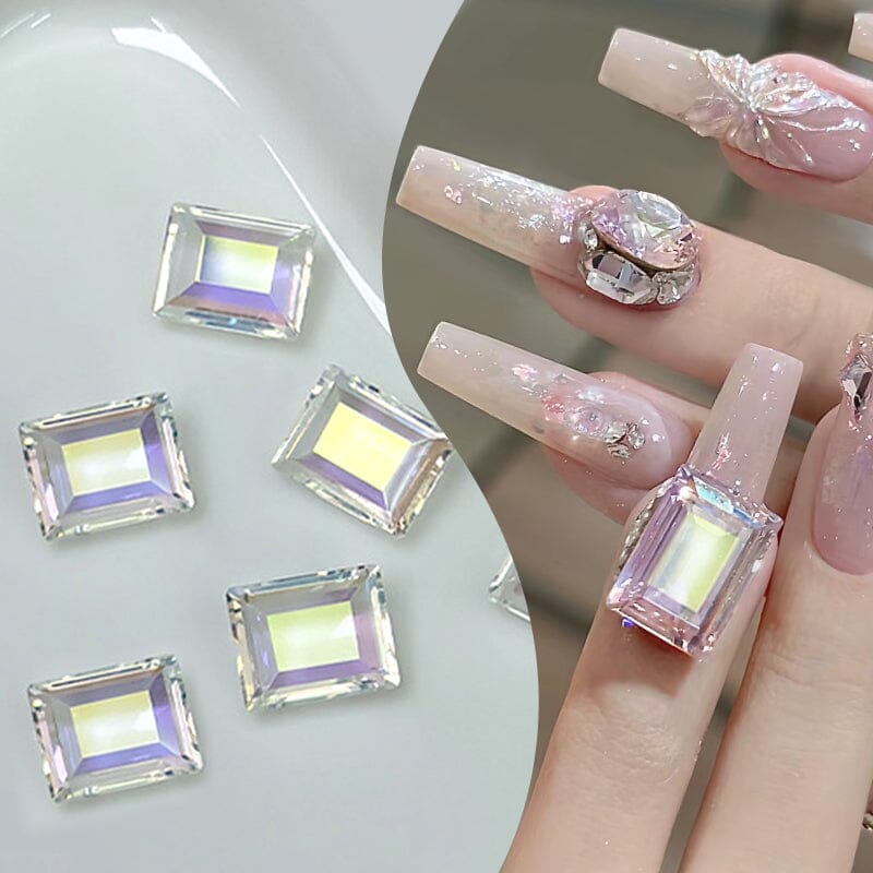 10pcs Rectangular Sugar Cube Rhinestones Nail Art Decoration Nail Decoration No Brand 