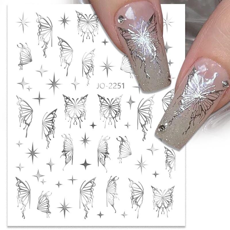Silver Butterfly 3D Nail Sticker JO-2251 – BORN PRETTY