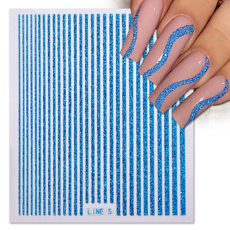 Blue Glitter Line Nail Sticker DIY Nails BORN PRETTY 