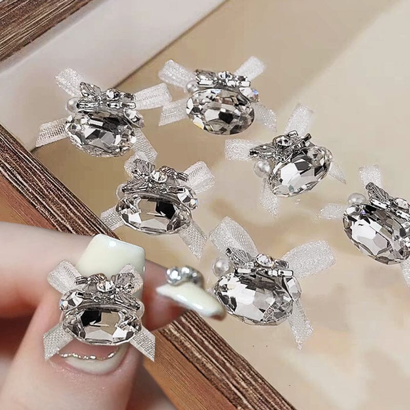 Sparkling Handmade Butterfly Lace Nail Crystal Pile Rhinestones Nail Decoration No Brand 