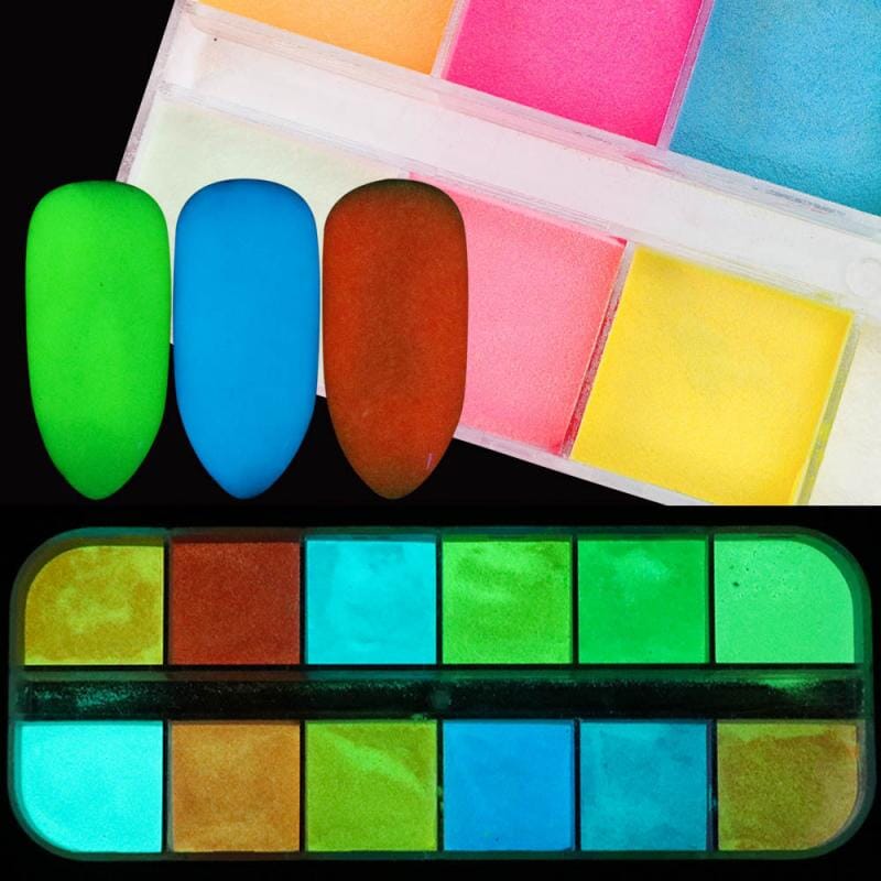 12 Colors Luminous Glitter Nail Powder Nail Powder BORN PRETTY 