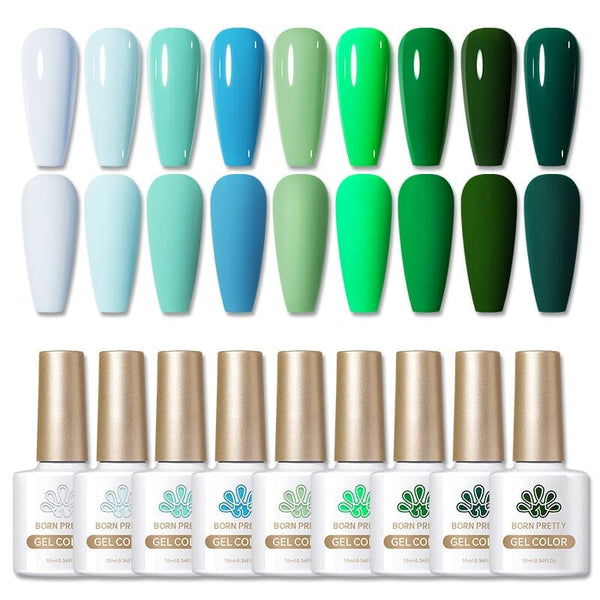 12 Colors Green Blue Gel Polish Set 10ml Gel Nail Polish BORN PRETTY 