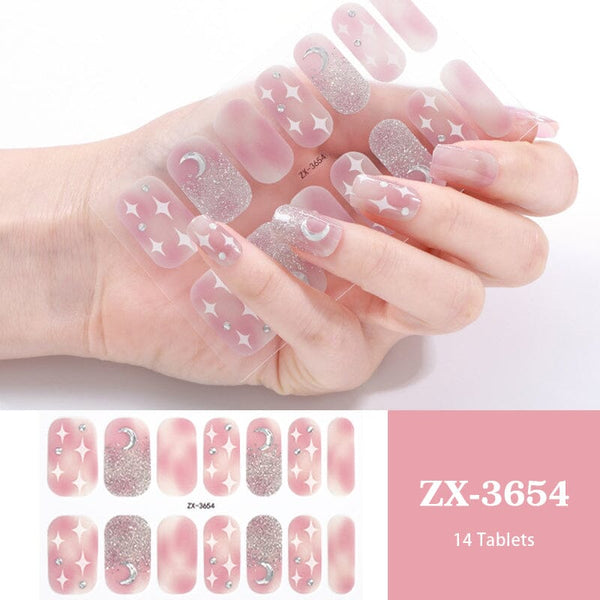 14pcs Semi Cured Gel Nail Strips ZX-3654 Nail Sticker BORN PRETTY 