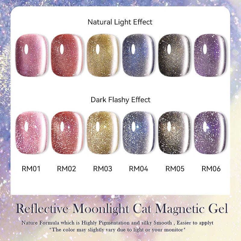 6 Colors Reflective Moonlight Cat Magnetic Gel 10ml Gel Nail Polish BORN PRETTY 