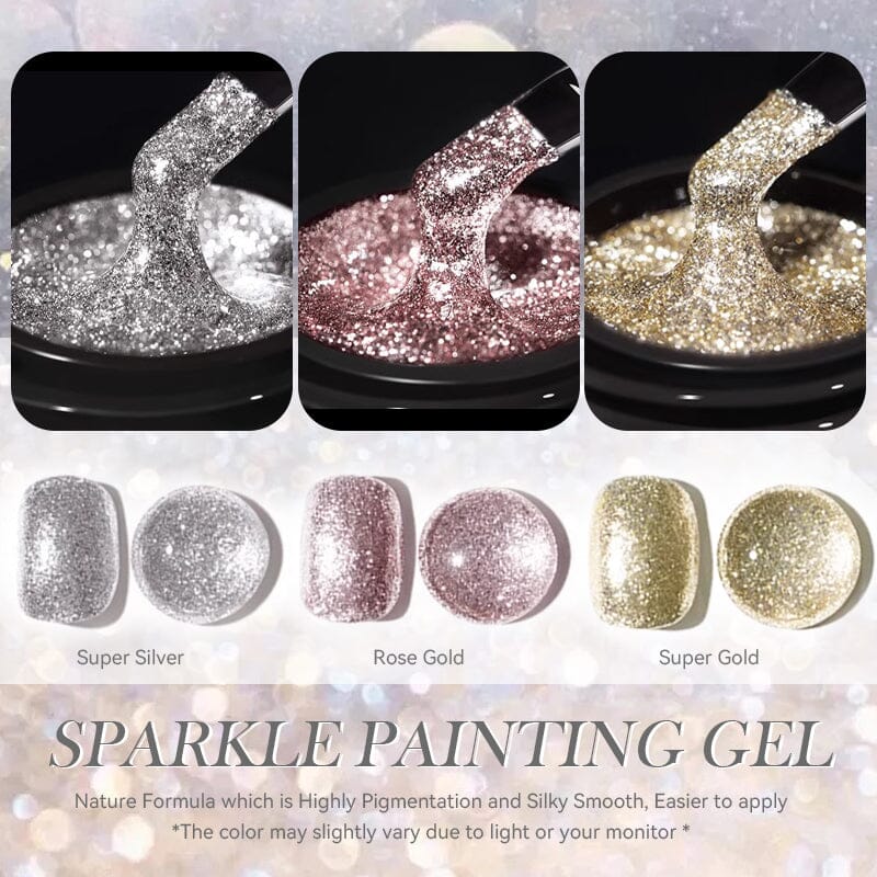 Sparkle Painting Gel 5ml Gel Nail Polish BORN PRETTY 3 Colors Set 