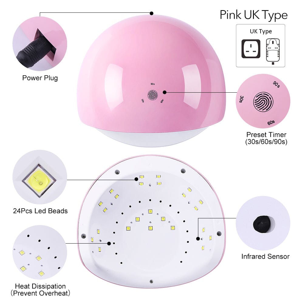 48W UV LED Nail Lamp Pink US Type Plug Nail Tools BORN PRETTY 