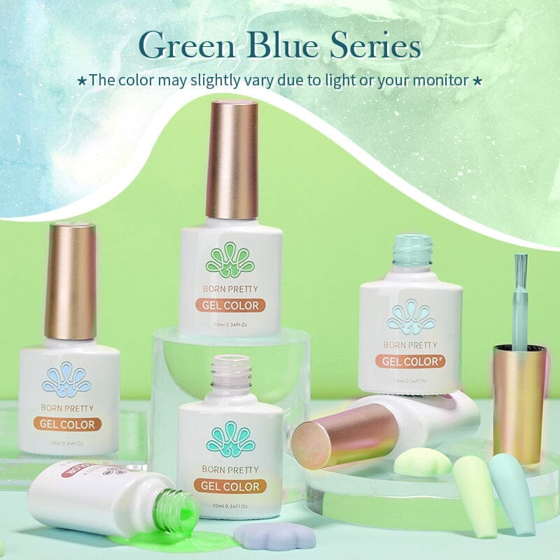 12 Colors Green Blue Gel Polish Set 10ml Gel Nail Polish BORN PRETTY 