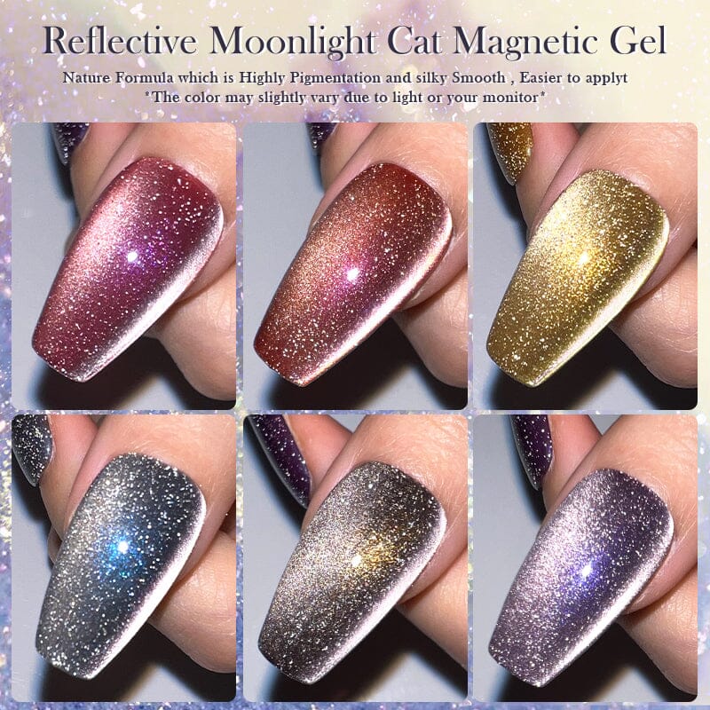 6 Colors Reflective Moonlight Cat Magnetic Gel 10ml Gel Nail Polish BORN PRETTY 