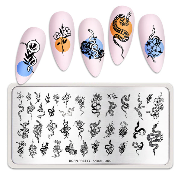 BORN PRETTY Nail Stamping Plates Snake Animals Pattern Nail Art Board- L009 Stamping Nails BORN PRETTY 