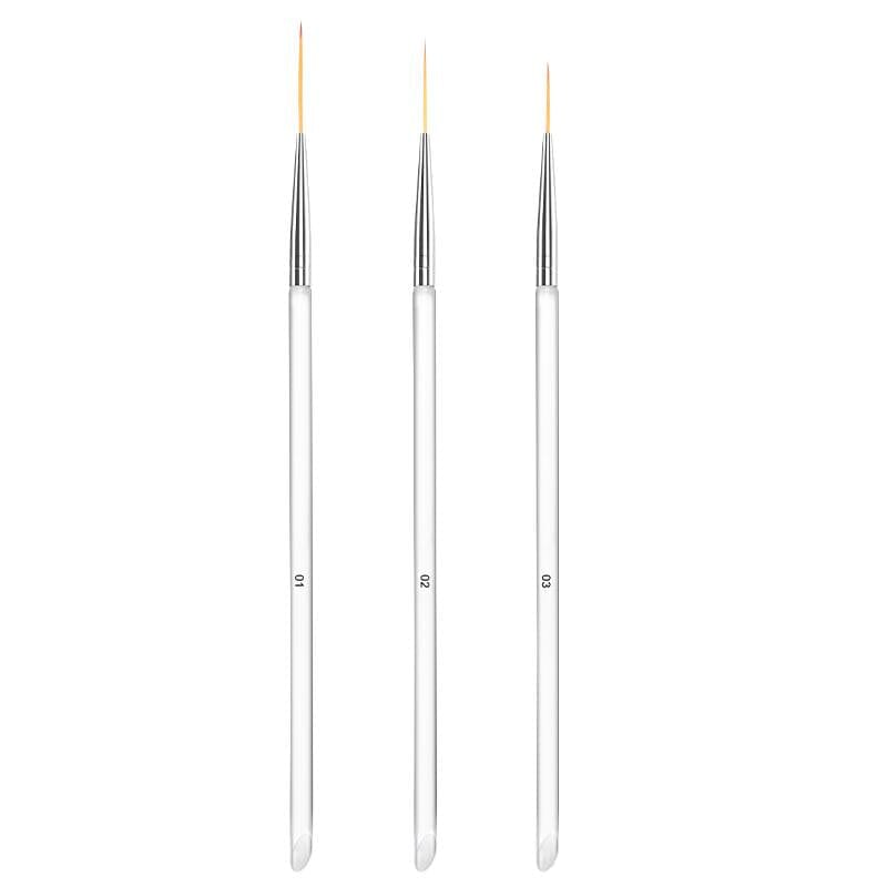 3Pcs Transparent Handle Liner Nail Brush Pen Tools & Accessories BORN PRETTY 