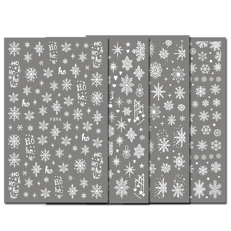4Pcs Christmas White Snowflakes Winter - 3D Nail Stickers DIY Nails BORN PRETTY 