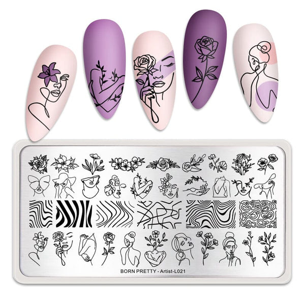 Art Plaster Figure Rectangle Nail Stamping Plate Artist-L021 Stamping Nail BORN PRETTY 