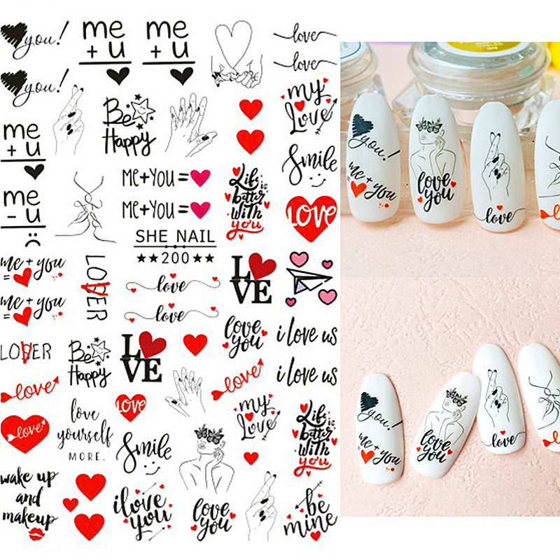 3D Nail Stickers Decals Valentine's Day Love Heart Pattern Nail Tools BORN PRETTY 01 