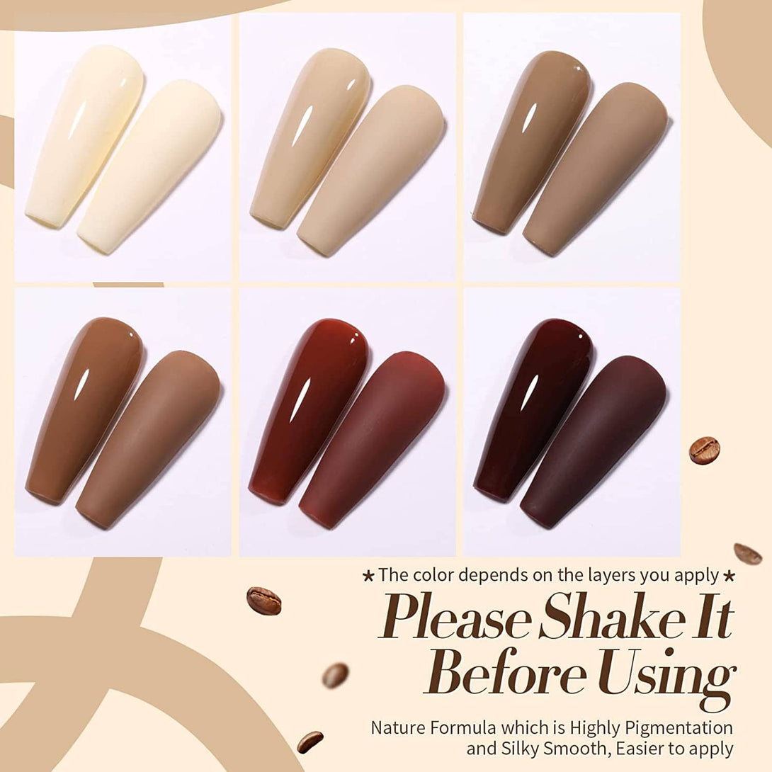 Coffee Latte - 6 Colors 10ml Gel Nail Polish Set Gel Nail Polish BORN PRETTY 