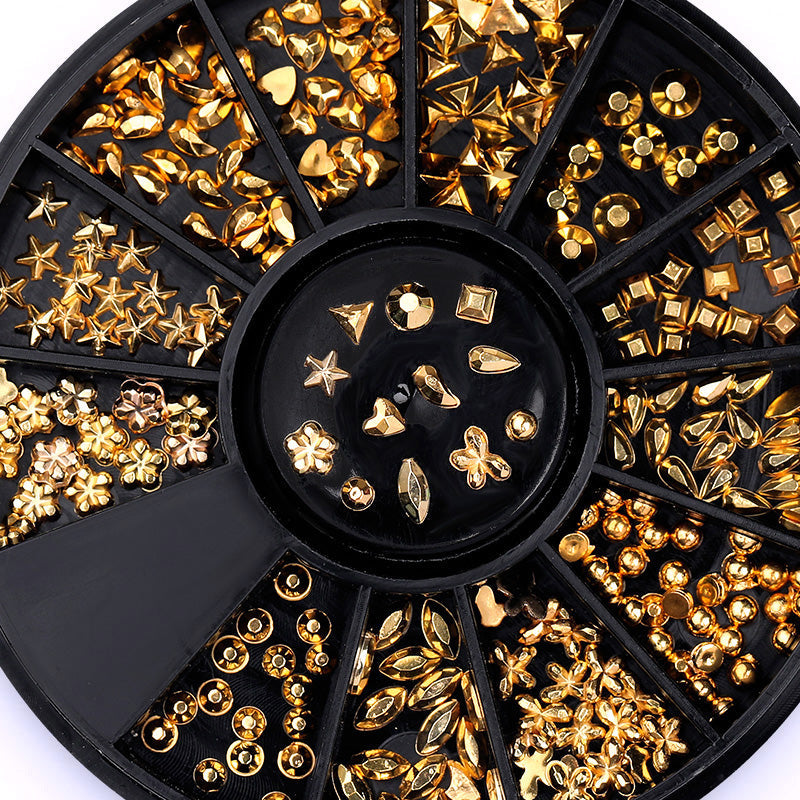 Gold Metal 3D Nail Decoraion in Wheel DIY Nails BORN PRETTY 