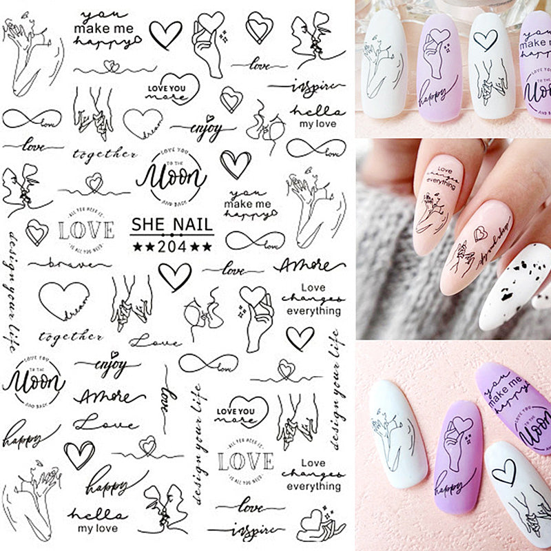 3D Nail Stickers Decals Valentine's Day Love Heart Pattern Nail Tools BORN PRETTY 03 