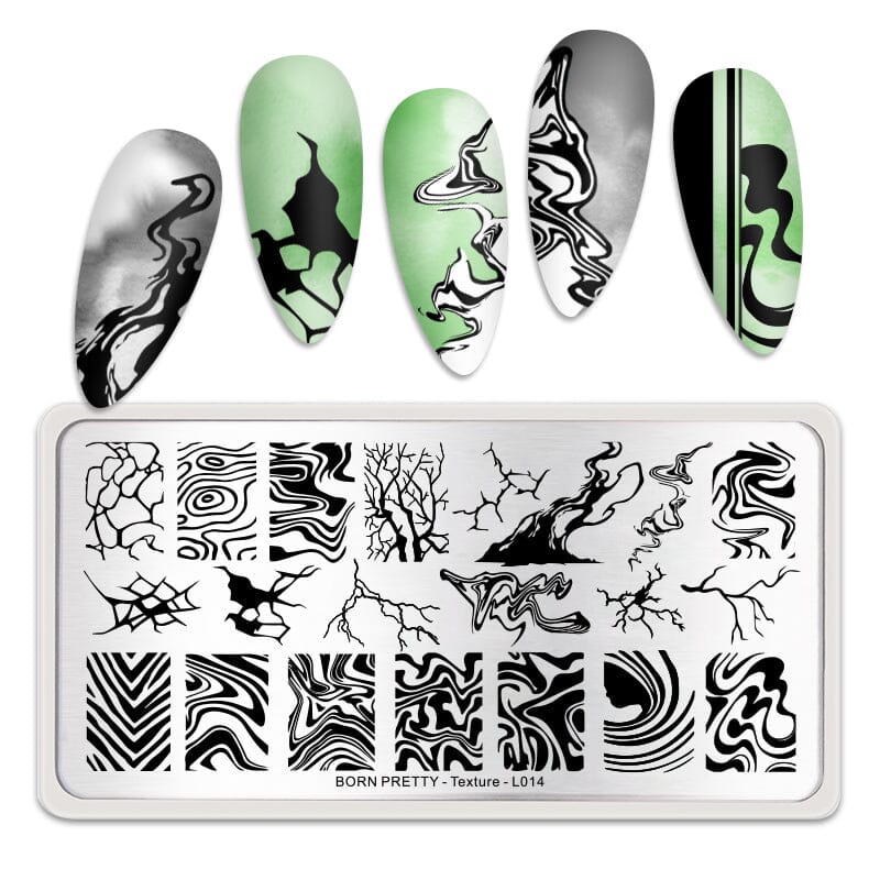 Marble Texture Pattern Swirl Line Rectangle Nail Stamping Plate Texture-L014 Stamping Nail BORN PRETTY 