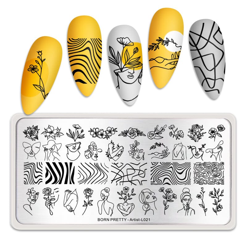 Art Plaster Figure Rectangle Nail Stamping Plate Artist-L021 Stamping Nail BORN PRETTY 
