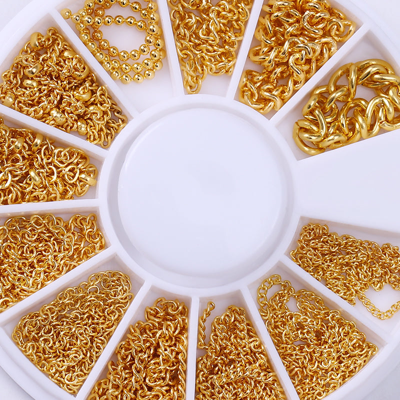 Gold Chain Metal 3D Nail Decoration in Wheel DIY Nails BORN PRETTY 