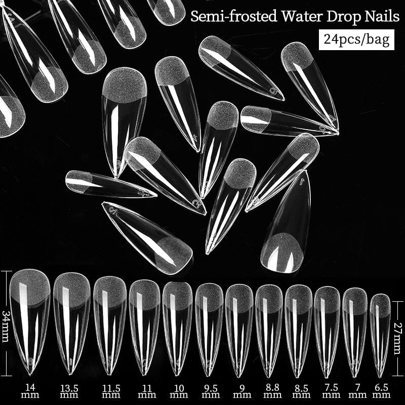 24pcs False Nail Tips Nail Tools BORN PRETTY 03 - Semi-frosted Water Drop Nails 