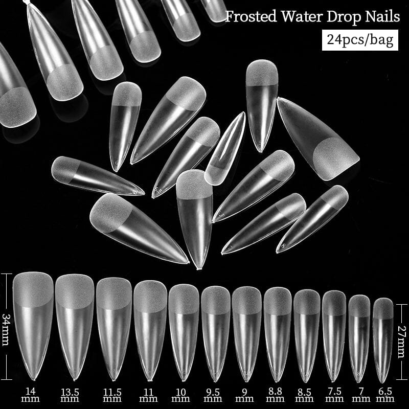 24pcs False Nail Tips Nail Tools BORN PRETTY 04 - Full Frosted Water Drop Nails 