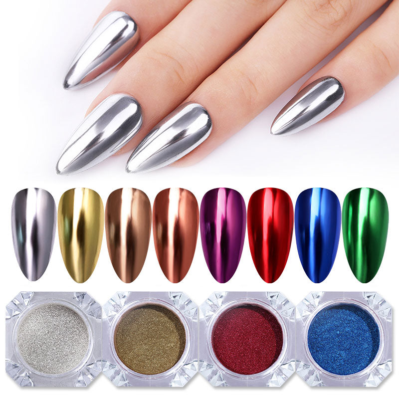 24 Colors Chrome Nail Powder Metallic Chrome Powder for Mirror Effect Nails  Art Decoration With Eyeshadow Sticks 0.2g/Jar - AliExpress