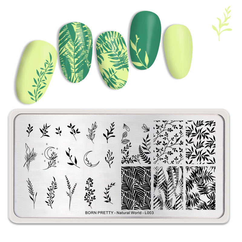 BORN PRETTY Rectangle Nail Stamping Plate Leaf Natural World - L003 Stamping Nails BORN PRETTY 