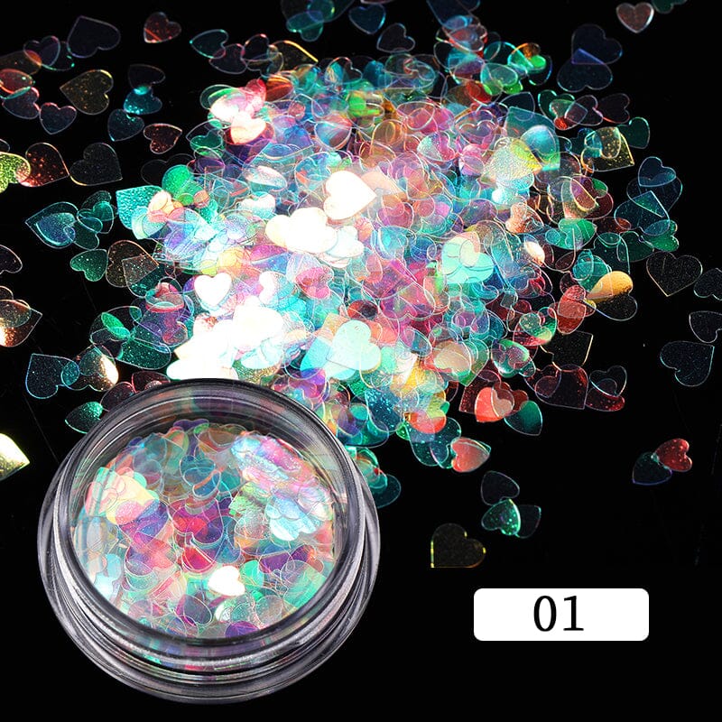 Holographic Nail Sequins Heart Star Butterfly Nail Powder BORN PRETTY 
