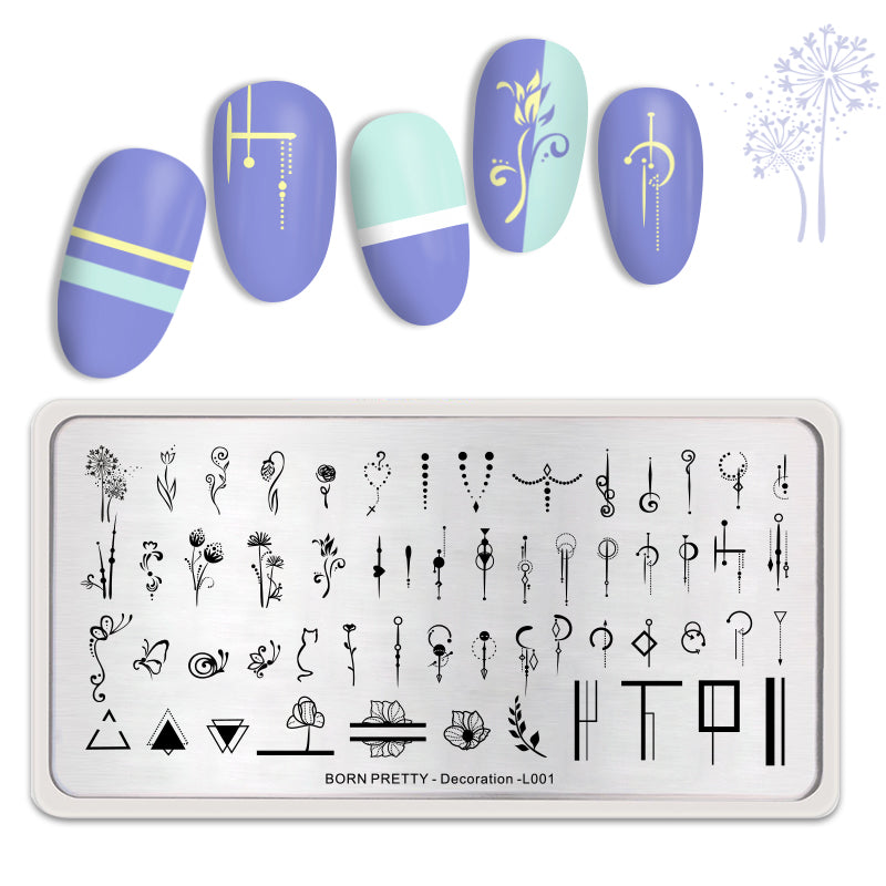 BORN PRETTY Rectangle Nail Stamping Plate Flower Ornament Decoration-L001 Stamping Nails BORN PRETTY 