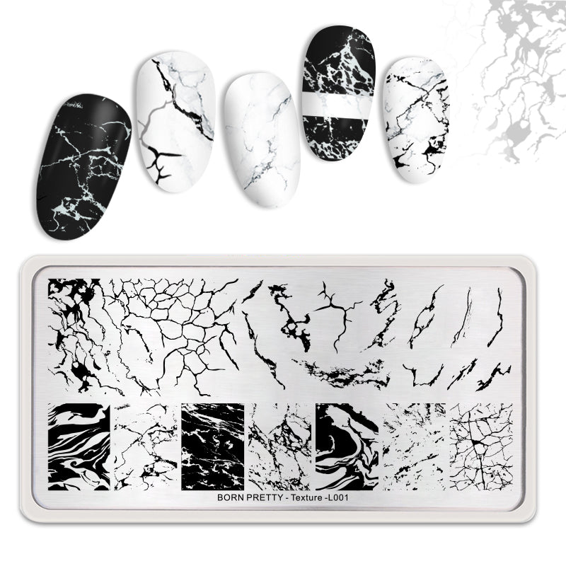 BORN PRETTY Rectangle Nail Stamping Plate Ink Marble Theme Texture - L001 Stamping Nails BORN PRETTY 