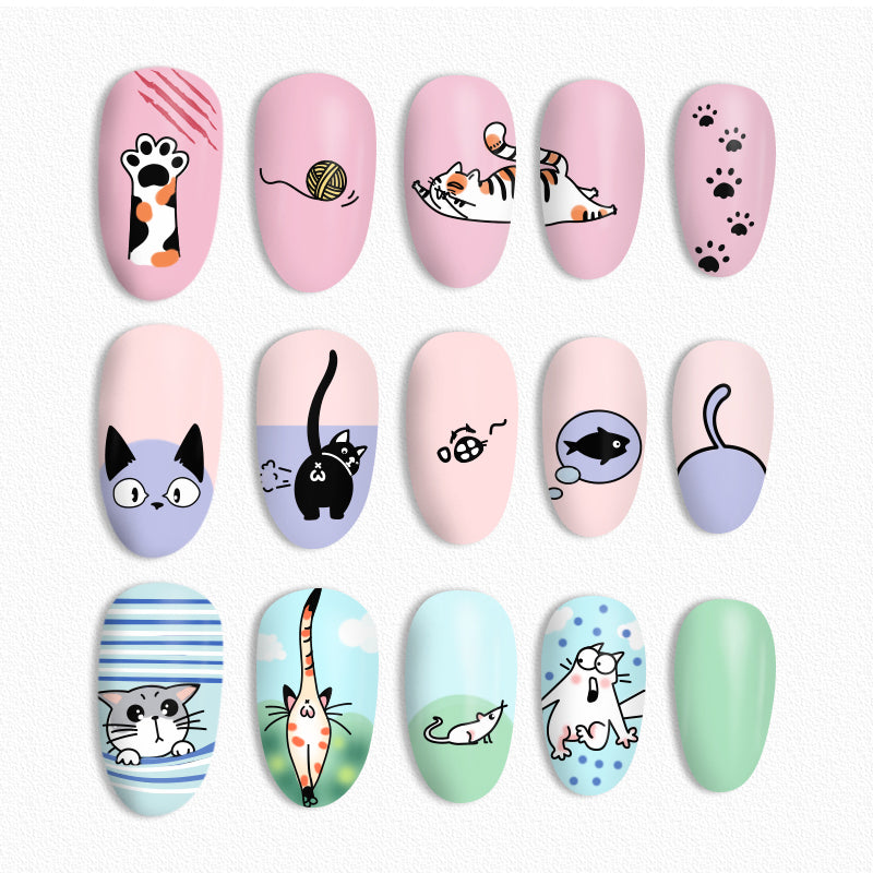 BORN PRETTY Rectangle Nail Stamping Plate Cute Cats Animal - L003 Stamping Nails BORN PRETTY 