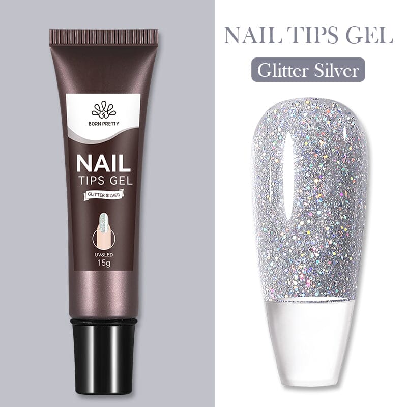 15g Nail Tips Gel Gel Nail Polish BORN PRETTY Glitter Silver 