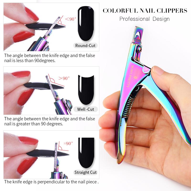 Colorful Nail Clippers Stainless Steel False Nail Tips Edge Cutter Nail Tools BORN PRETTY 