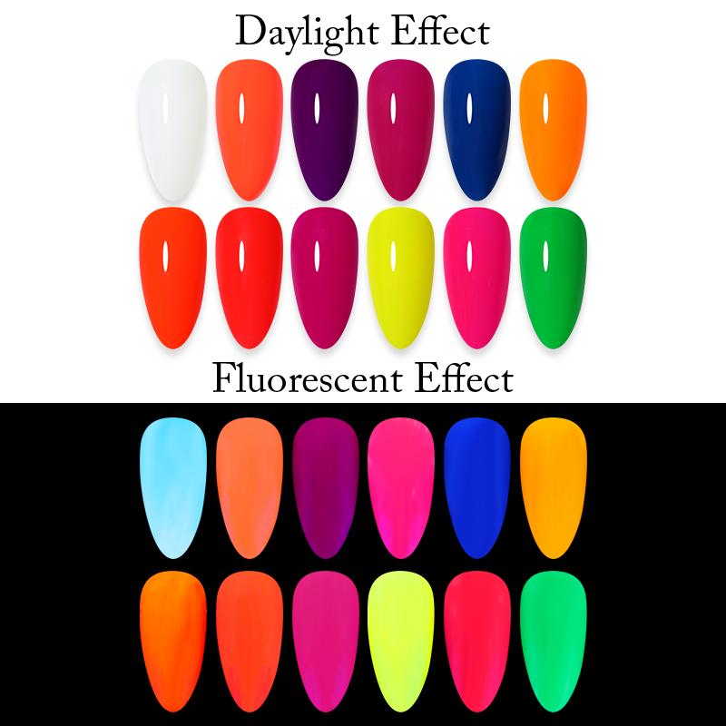 12 Boxes Neon Fluorescent Glow in Dark Nail Glitter Powder Nail Powder BORN PRETTY 