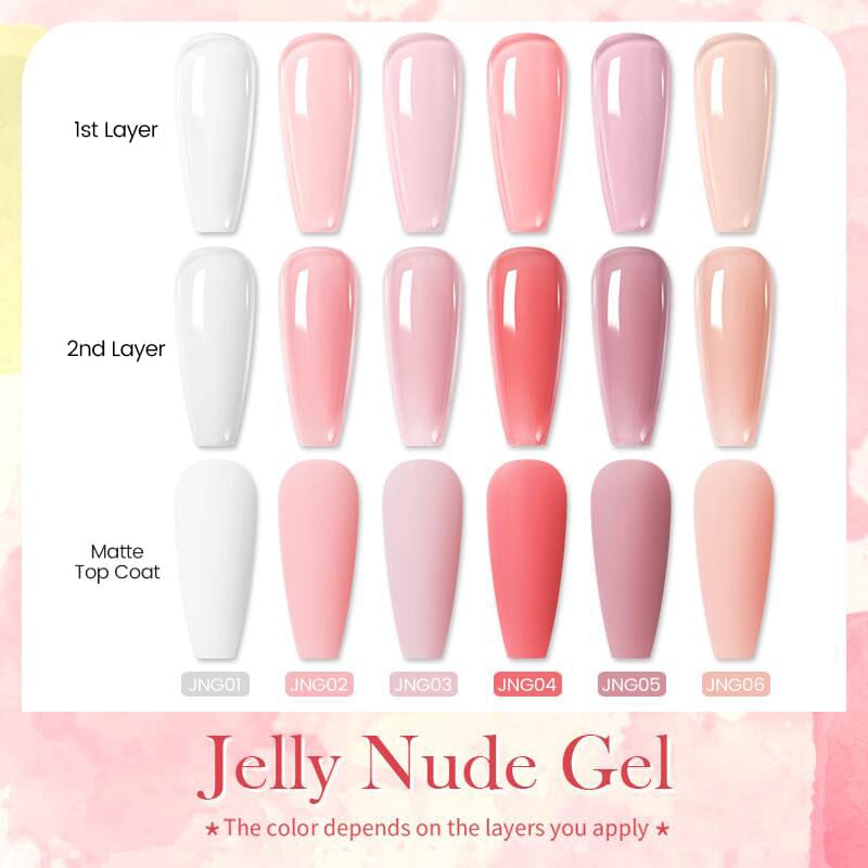 Jelly Nude Gel Polish Translucent Semi Permanent 15ml Gel Nail Polish BORN PRETTY 