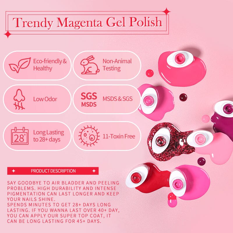 Trendy Magenta Gel Polish 10ml Gel Nail Polish BORN PRETTY 