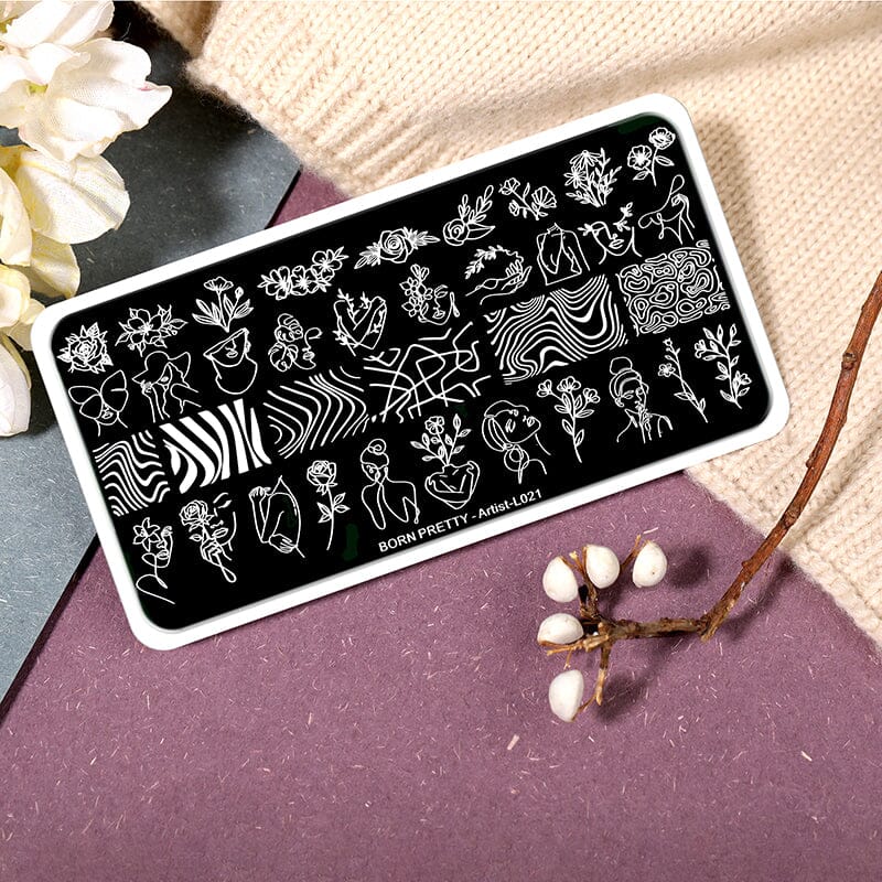 Art Plaster Figure Rectangle Nail Stamping Plate Artist-L021 Stamping Nail BORN PRETTY 