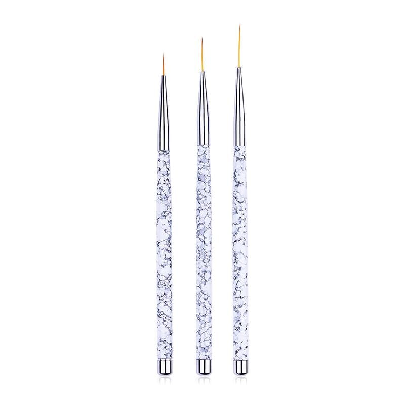 3Pcs Marble Crack Design Handle Liner Nail Brush Pen Tools & Accessories BORN PRETTY 