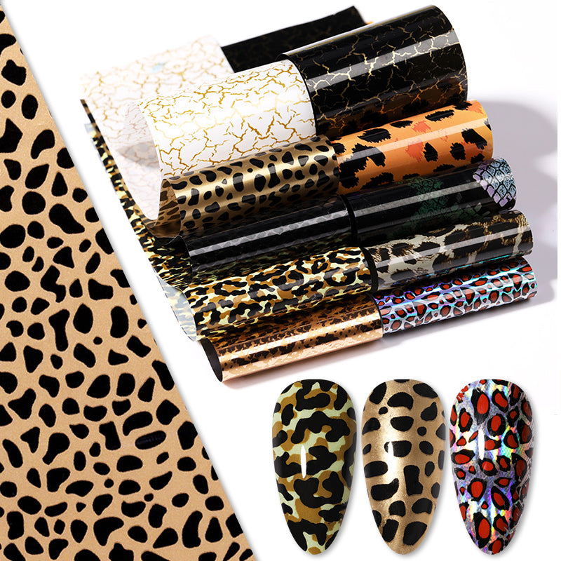 Leopard Print Nail Foil Transfer Nail Design – Scarlett Nail Supplies