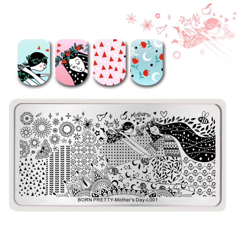 BORN PRETTY Rectangle Nail Stamping Plate Mother's Day-L001 Stamping Nails BORN PRETTY 