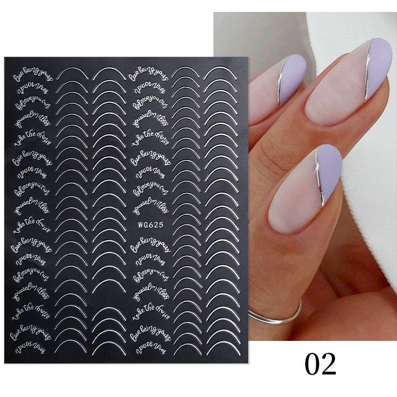 3D Nail Sticker French Style Stripe Lines Nail Decoration Nail Tools BORN PRETTY 02 