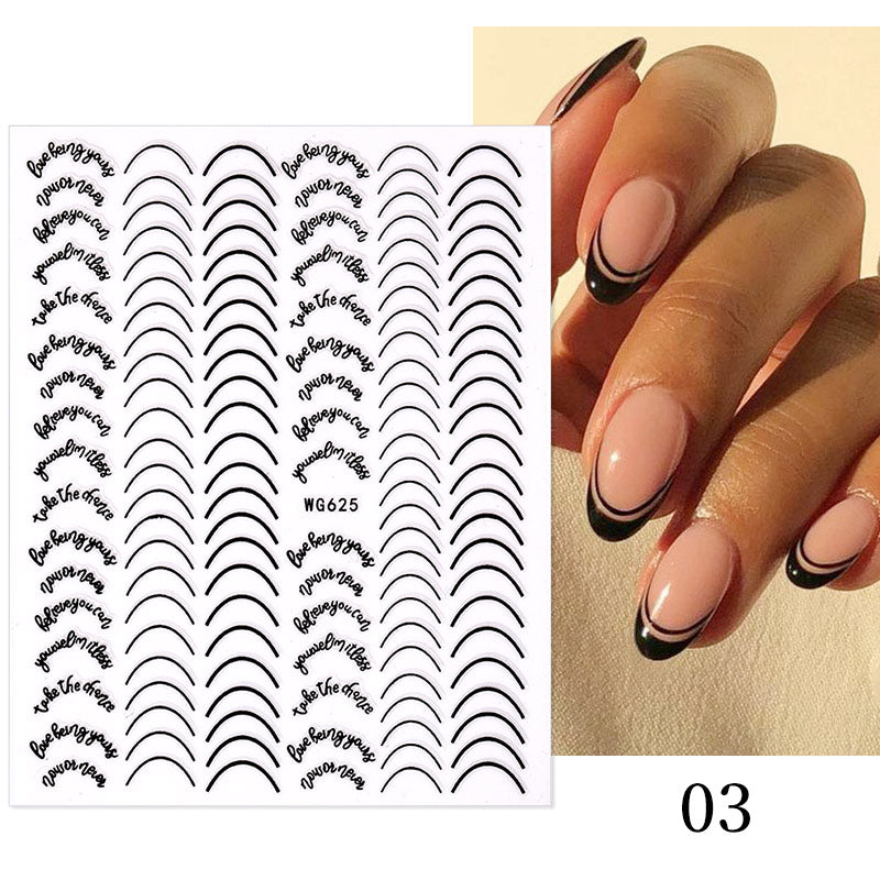3D Nail Sticker French Style Stripe Lines Nail Decoration Nail Tools BORN PRETTY 03 