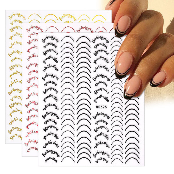 3D Nail Sticker French Style Stripe Lines Nail Decoration Nail Tools BORN PRETTY 