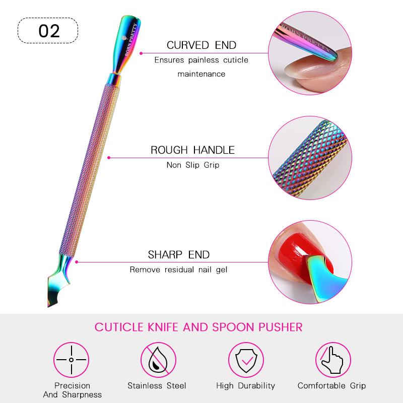 Dual-end Nail Cuticle Pusher Remover Stainless Steel Nail Tools BORN PRETTY 2 