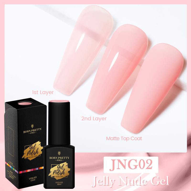Jelly Nude Gel Polish Translucent Semi Permanent 15ml Gel Nail Polish BORN PRETTY 02 