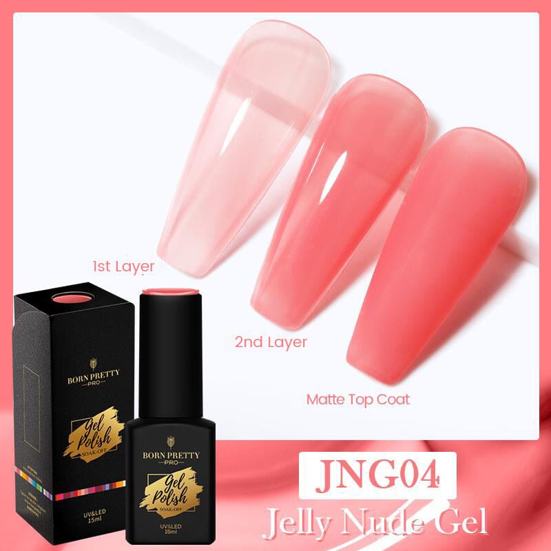 Jelly Nude Gel Polish Translucent Semi Permanent 15ml Gel Nail Polish BORN PRETTY 04 